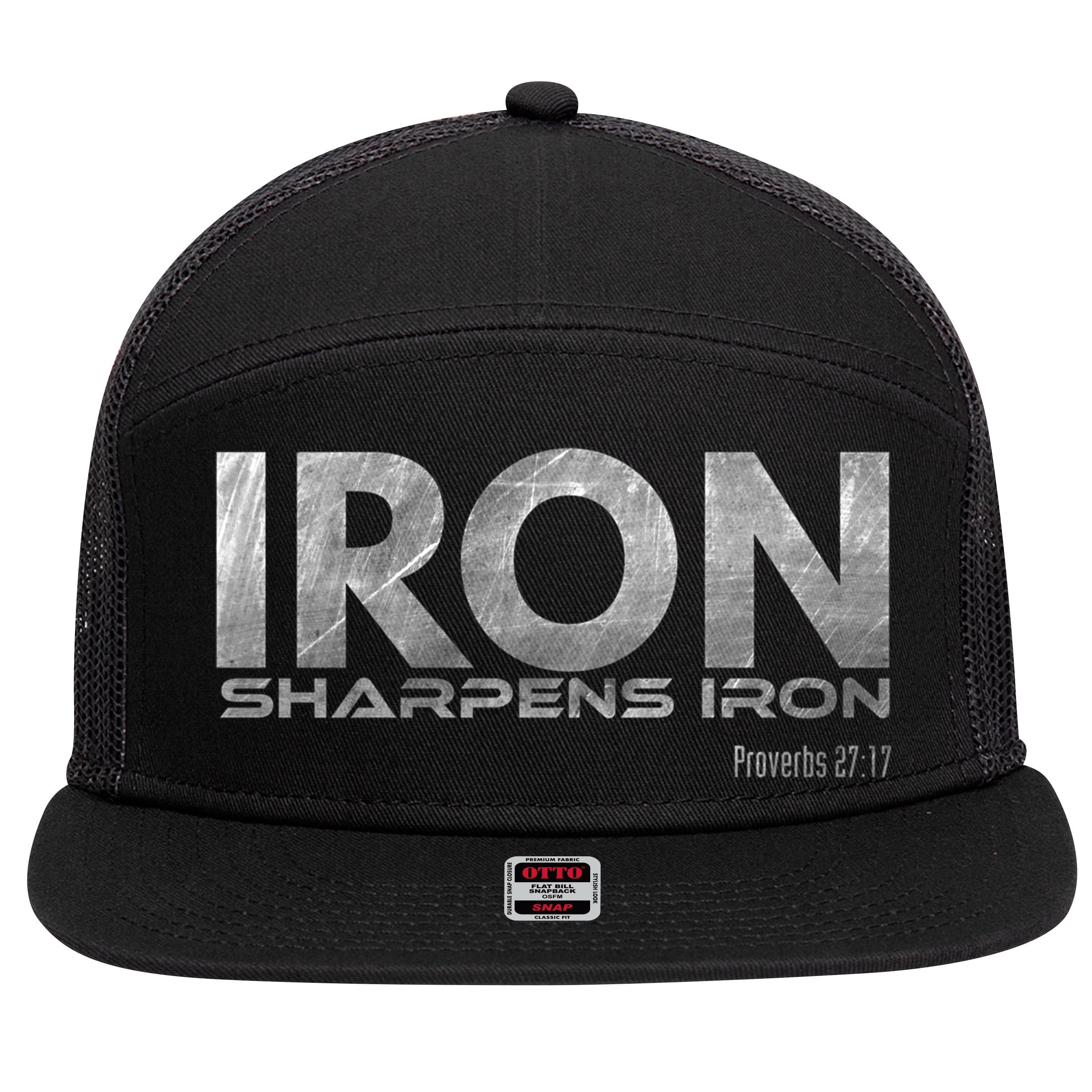 Iron Sharpens Iron Funny Gift 7 Panel Mesh Trucker Snapback Hat