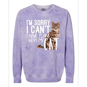 I'm Sorry I Can't I Have Plans With My Cat Cool Gift Colorblast Crewneck Sweatshirt