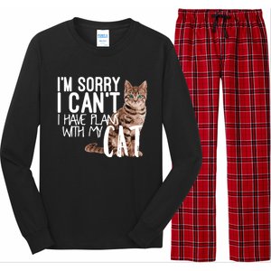 I'm Sorry I Can't I Have Plans With My Cat Cool Gift Long Sleeve Pajama Set