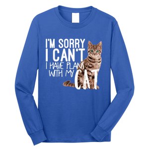 I'm Sorry I Can't I Have Plans With My Cat Cool Gift Long Sleeve Shirt