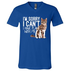 I'm Sorry I Can't I Have Plans With My Cat Cool Gift V-Neck T-Shirt