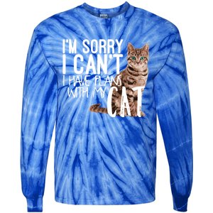 I'm Sorry I Can't I Have Plans With My Cat Cool Gift Tie-Dye Long Sleeve Shirt