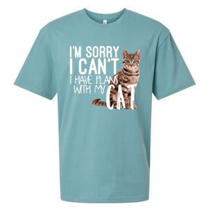 I'm Sorry I Can't I Have Plans With My Cat Cool Gift Sueded Cloud Jersey T-Shirt