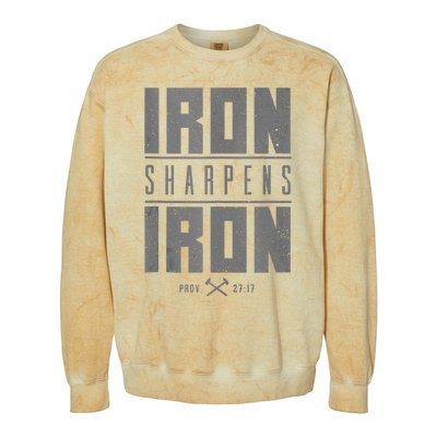 Iron Sharpens Iron Christian Bible Scripture Gym Colorblast Crewneck Sweatshirt