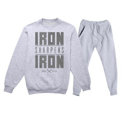 Iron Sharpens Iron Christian Bible Scripture Gym Premium Crewneck Sweatsuit Set