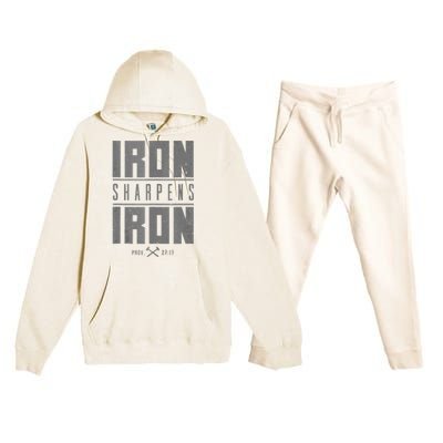 Iron Sharpens Iron Christian Bible Scripture Gym Premium Hooded Sweatsuit Set