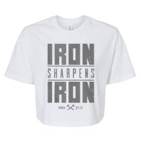 Iron Sharpens Iron Christian Bible Scripture Gym Bella+Canvas Jersey Crop Tee