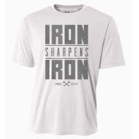 Iron Sharpens Iron Christian Bible Scripture Gym Cooling Performance Crew T-Shirt