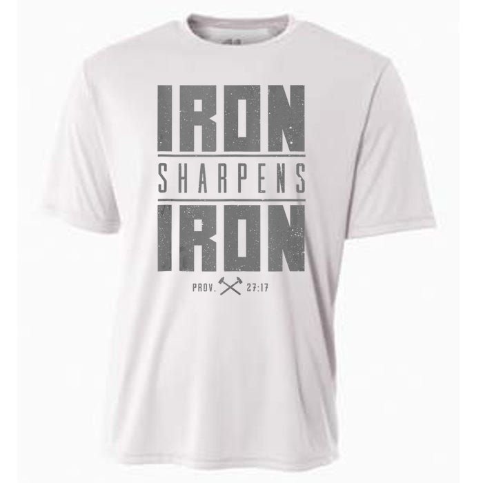 Iron Sharpens Iron Christian Bible Scripture Gym Cooling Performance Crew T-Shirt