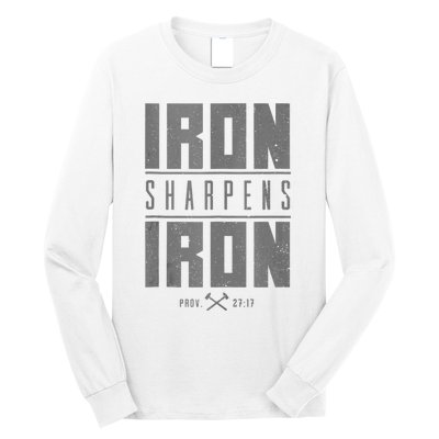 Iron Sharpens Iron Christian Bible Scripture Gym Long Sleeve Shirt