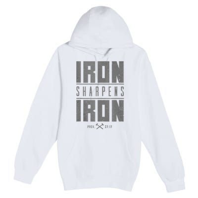 Iron Sharpens Iron Christian Bible Scripture Gym Premium Pullover Hoodie