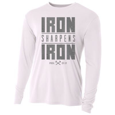 Iron Sharpens Iron Christian Bible Scripture Gym Cooling Performance Long Sleeve Crew