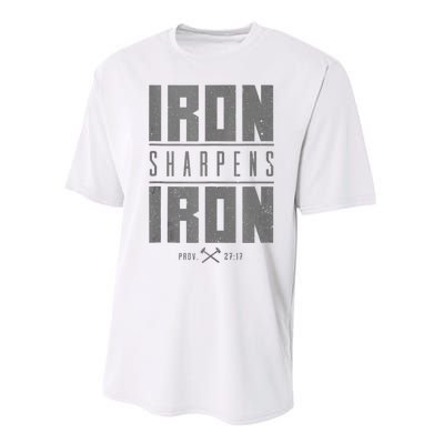 Iron Sharpens Iron Christian Bible Scripture Gym Performance Sprint T-Shirt