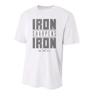 Iron Sharpens Iron Christian Bible Scripture Gym Youth Performance Sprint T-Shirt