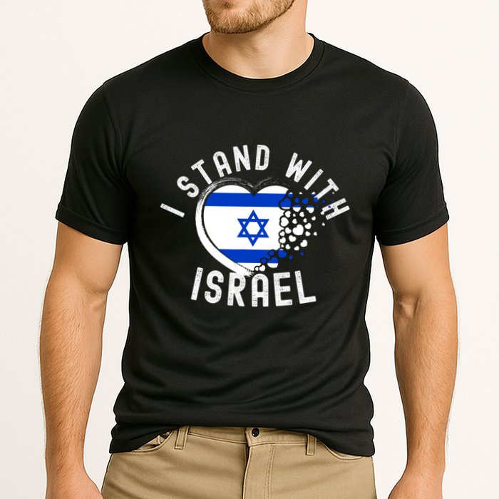 I Support Israel I Stand With Israel Heart Israeli Flag Cooling Performance Crew T-Shirt