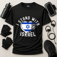 I Support Israel I Stand With Israel Heart Israeli Flag Cooling Performance Crew T-Shirt