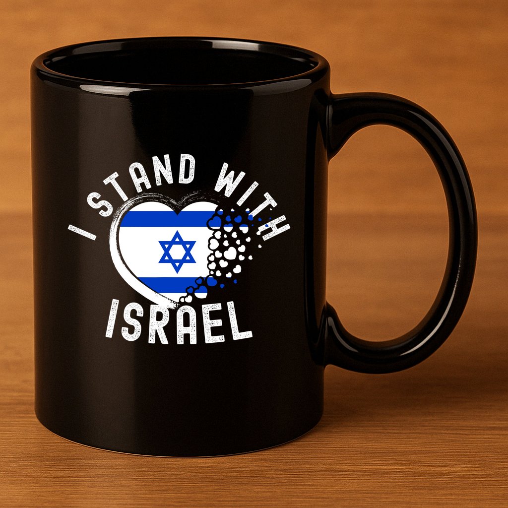 I Support Israel I Stand With Israel Heart Israeli Flag 11oz C Handle Ceramic Mug