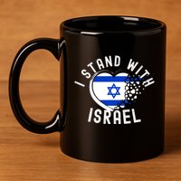 I Support Israel I Stand With Israel Heart Israeli Flag 11oz C Handle Ceramic Mug