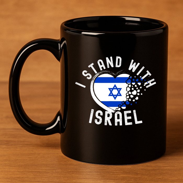 I Support Israel I Stand With Israel Heart Israeli Flag 11oz C Handle Ceramic Mug