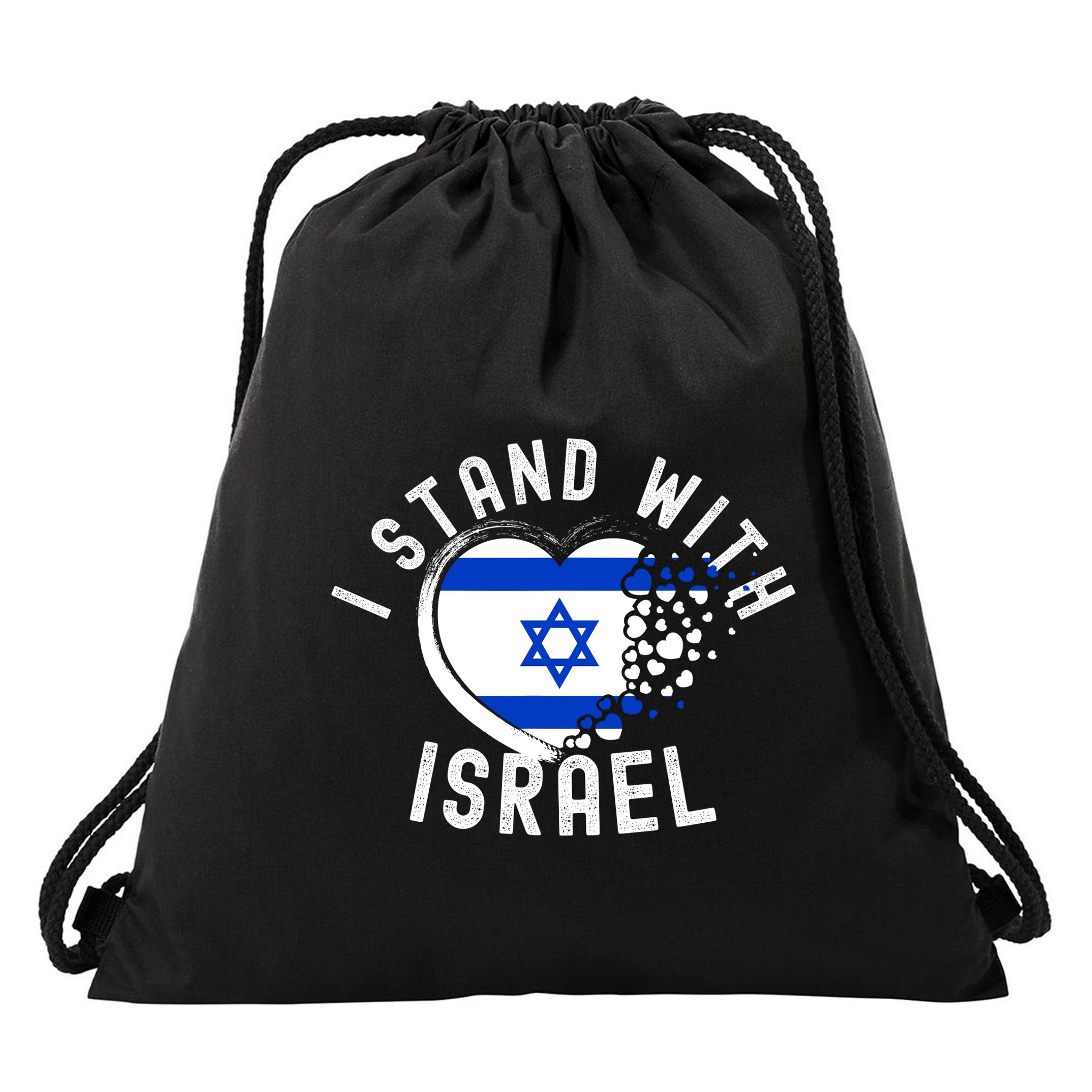 I Support Israel I Stand With Israel Heart Israeli Flag Drawstring Bag