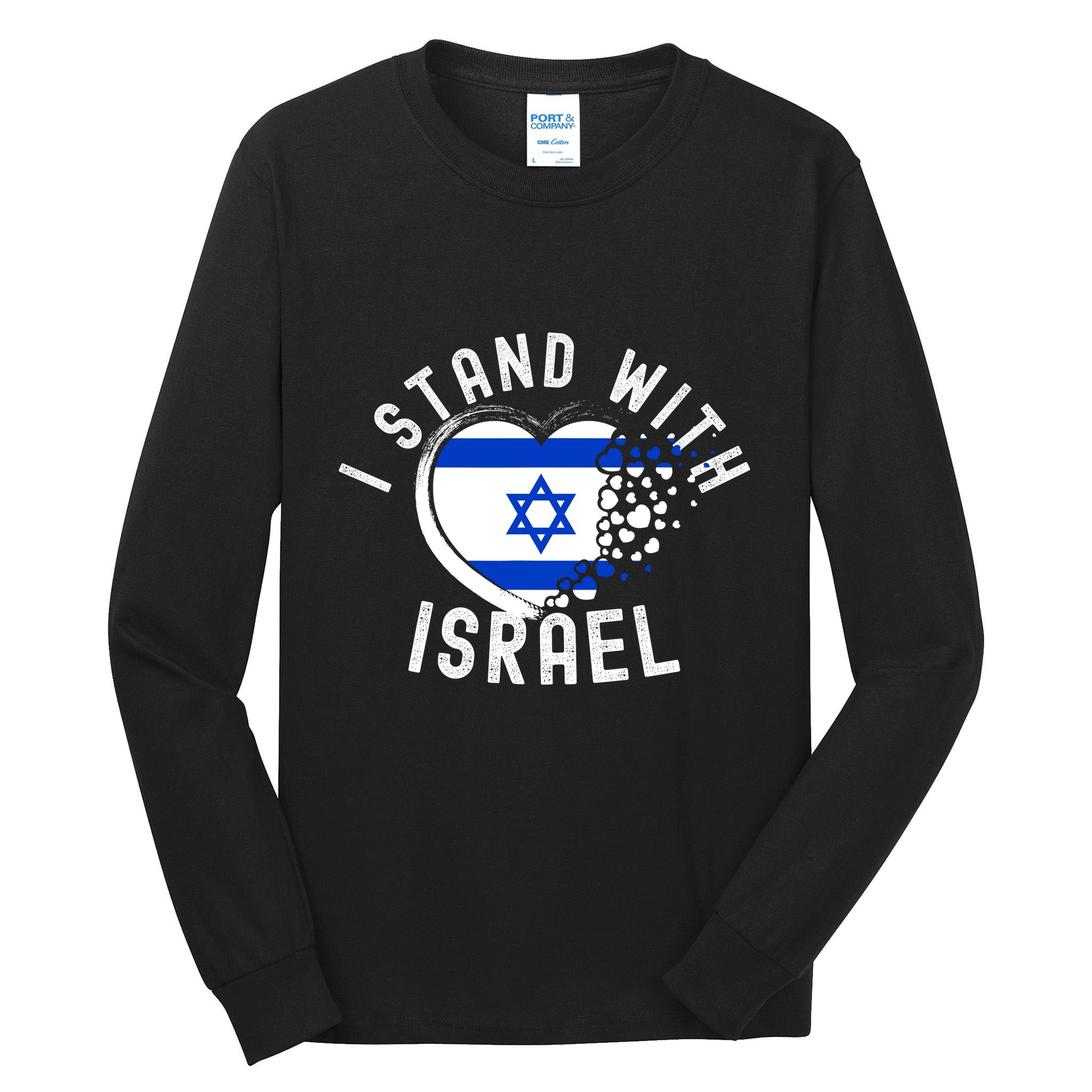 I Support Israel I Stand With Israel Heart Israeli Flag Tall Long Sleeve T-Shirt