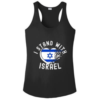 I Support Israel I Stand With Israel Heart Israeli Flag Ladies PosiCharge Competitor Racerback Tank