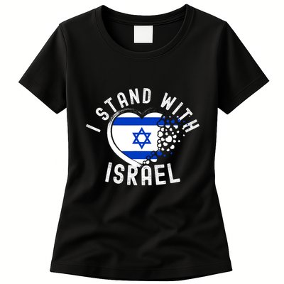 I Support Israel I Stand With Israel Heart Israeli Flag Womens T-Shirt