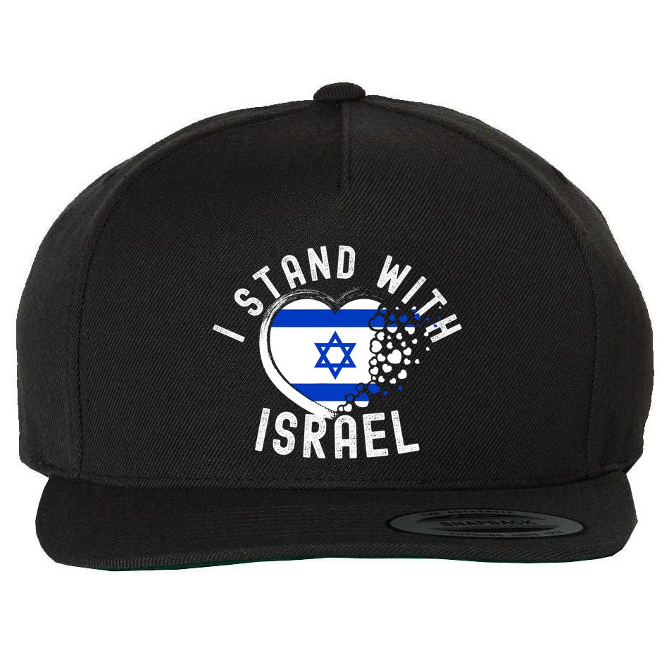 I Support Israel I Stand With Israel Heart Israeli Flag Wool Snapback Cap