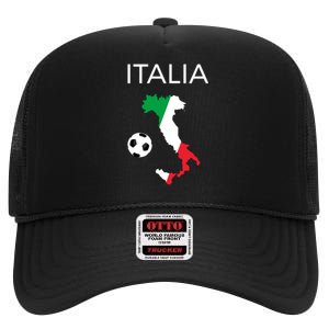 Italy Soccer Italia Forza Azzurri Italian Flag Long Sleeve High Crown Mesh Back Trucker Hat