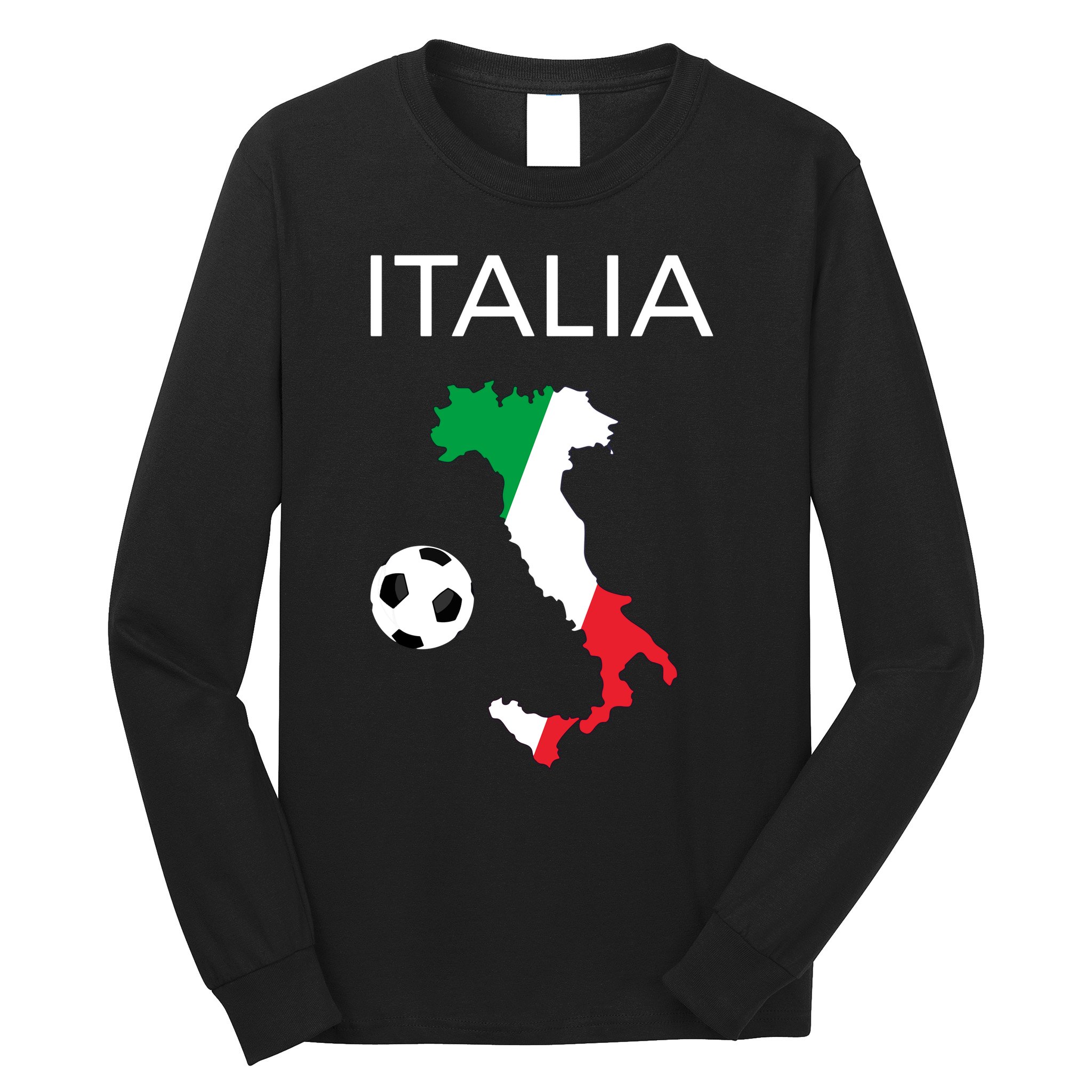 Italy Soccer Italia Forza Azzurri Italian Flag Long Sleeve Long Sleeve Shirt