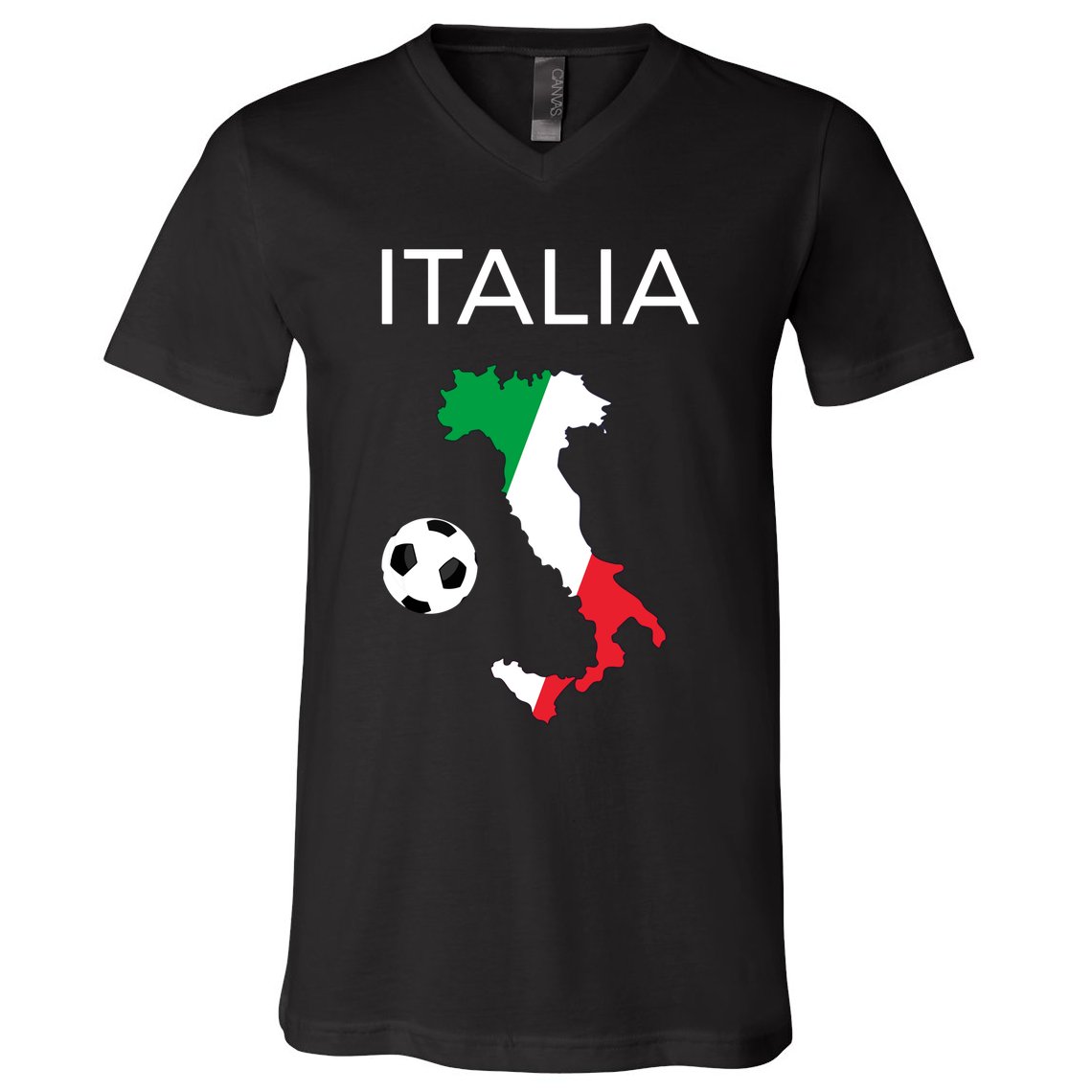 Italy Soccer Italia Forza Azzurri Italian Flag Long Sleeve V-Neck T-Shirt