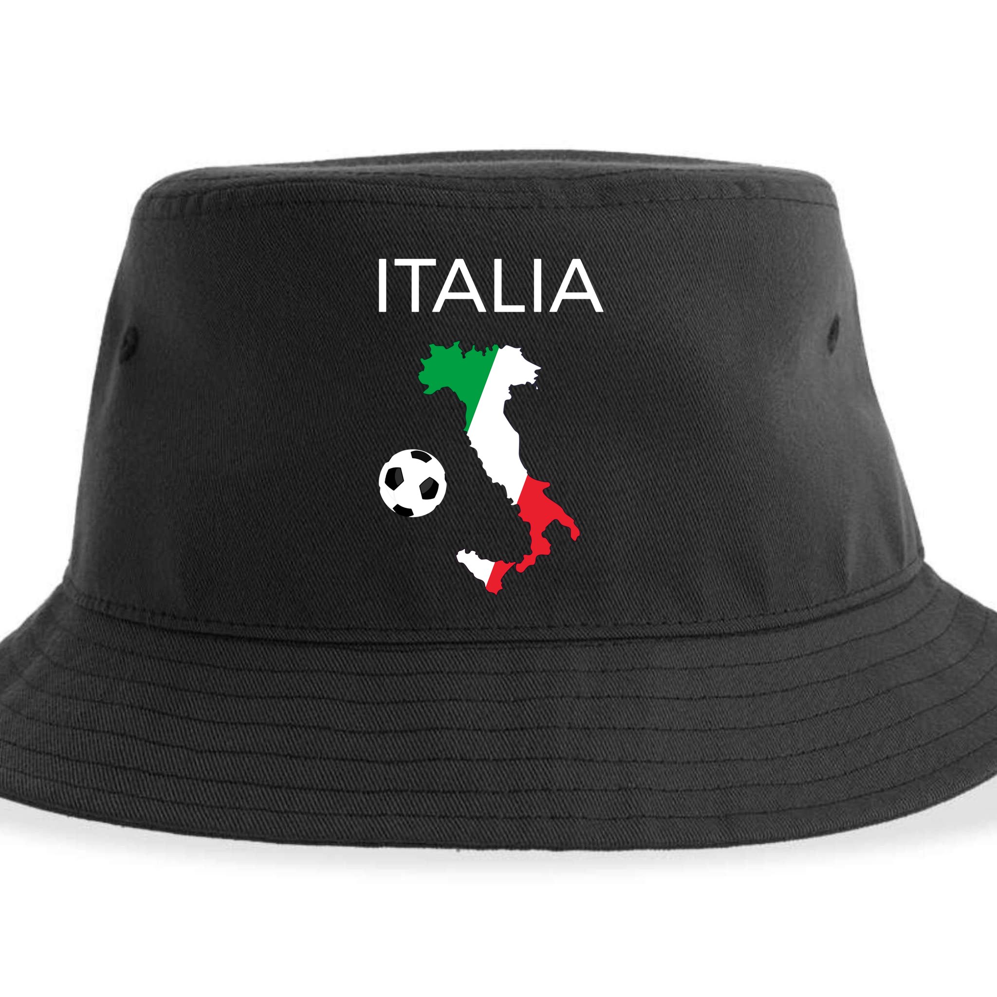 Italy Soccer Italia Forza Azzurri Italian Flag Long Sleeve Sustainable Bucket Hat