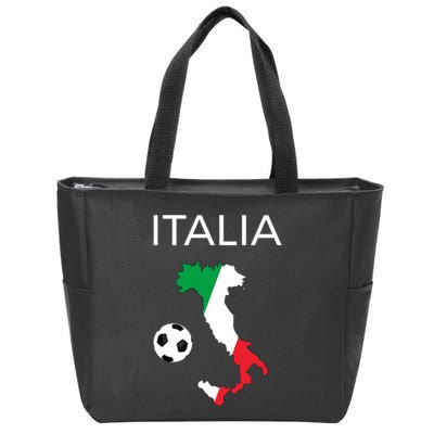 Italy Soccer Italia Forza Azzurri Italian Flag Long Sleeve Zip Tote Bag