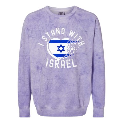 I Support Israel I Stand With Israel Heart Israeli Flag Colorblast Crewneck Sweatshirt