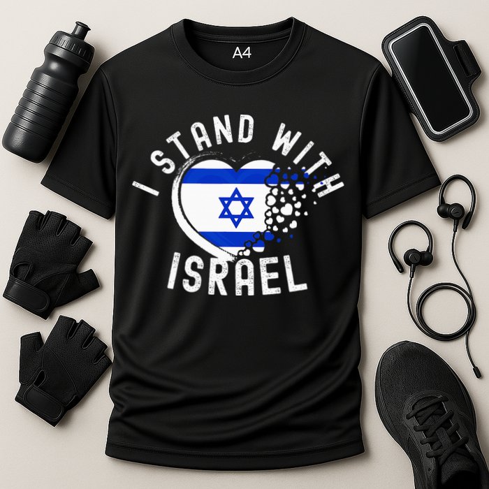 I Support Israel I Stand With Israel Heart Israeli Flag Cooling Performance Crew T-Shirt