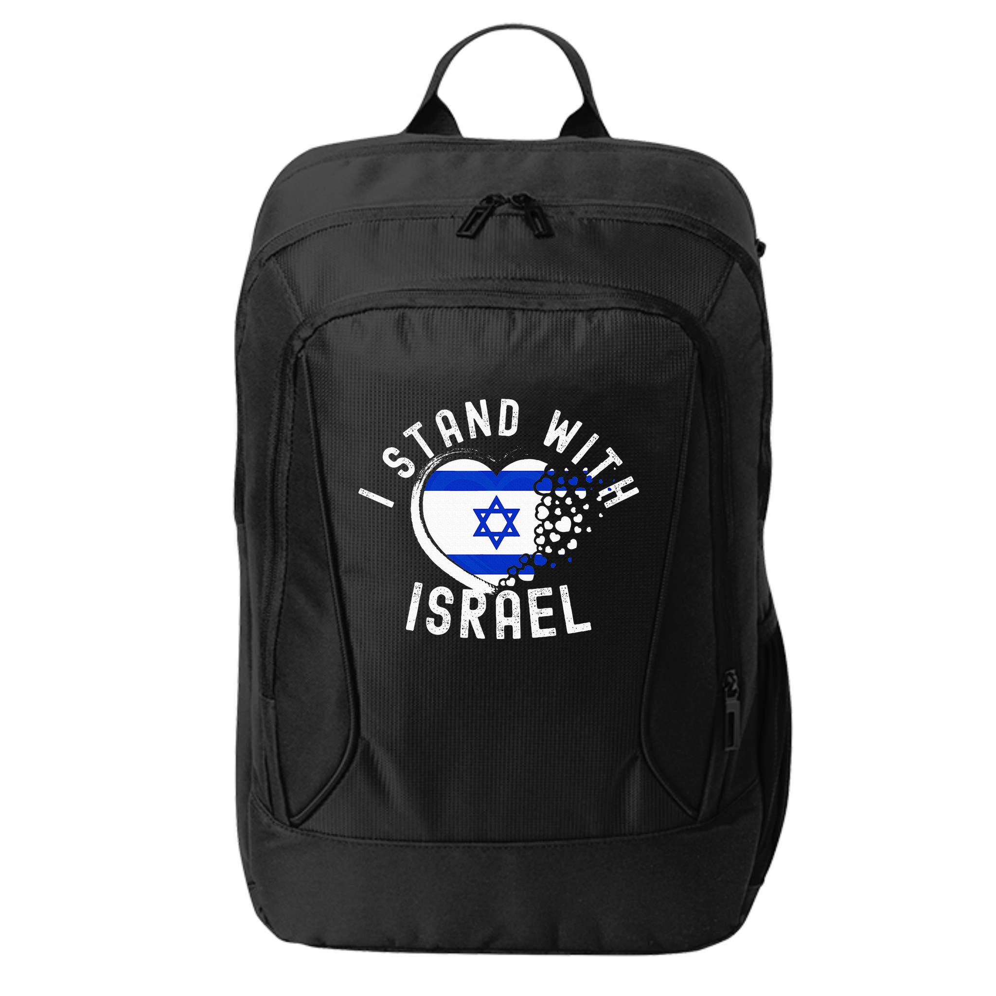 I Support Israel I Stand With Israel Heart Israeli Flag City Backpack