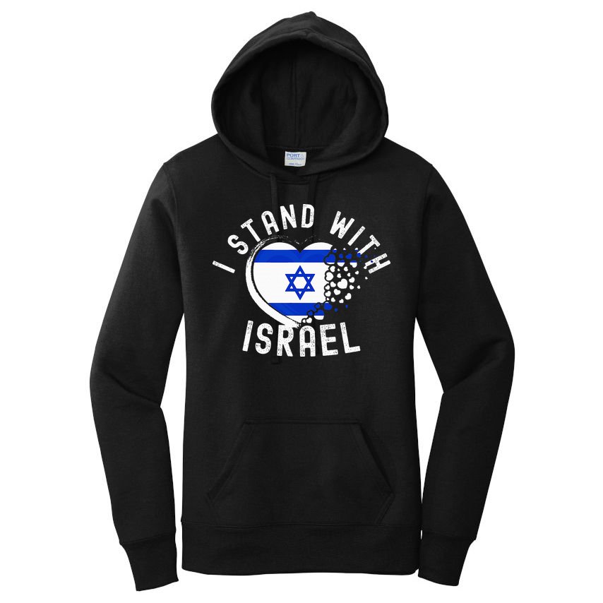 I Support Israel I Stand With Israel Heart Israeli Flag Women's Pullover Hoodie