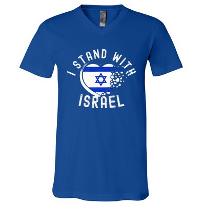 I Support Israel I Stand With Israel Heart Israeli Flag V-Neck T-Shirt