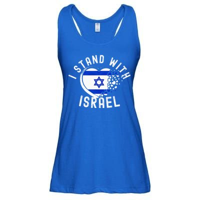 I Support Israel I Stand With Israel Heart Israeli Flag Ladies Essential Flowy Tank