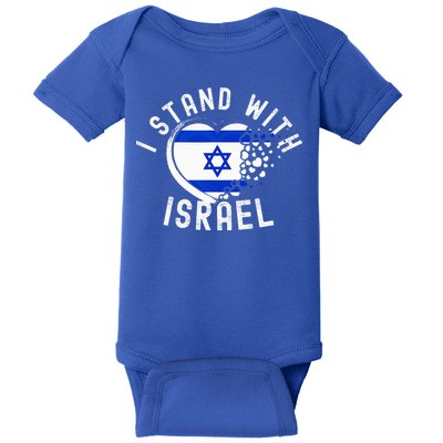 I Support Israel I Stand With Israel Heart Israeli Flag Baby Bodysuit