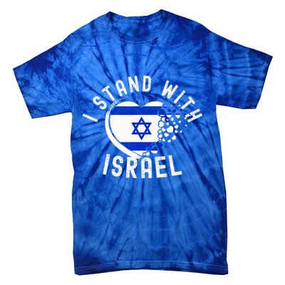 I Support Israel I Stand With Israel Heart Israeli Flag Tie-Dye T-Shirt