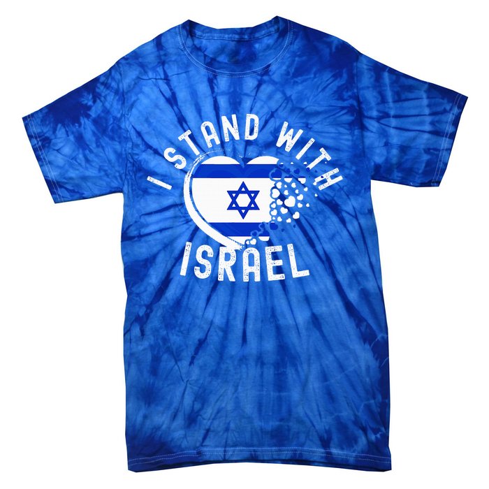 I Support Israel I Stand With Israel Heart Israeli Flag Tie-Dye T-Shirt