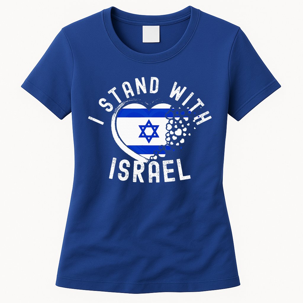 I Support Israel I Stand With Israel Heart Israeli Flag Womens T-Shirt