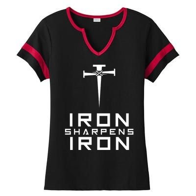 Iron Sharpens Iron Christian Faith Ladies Halftime Notch Neck Tee