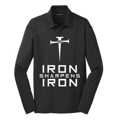 Iron Sharpens Iron Christian Faith Silk Touch Performance Long Sleeve Polo