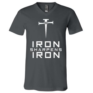 Iron Sharpens Iron Christian Faith V-Neck T-Shirt