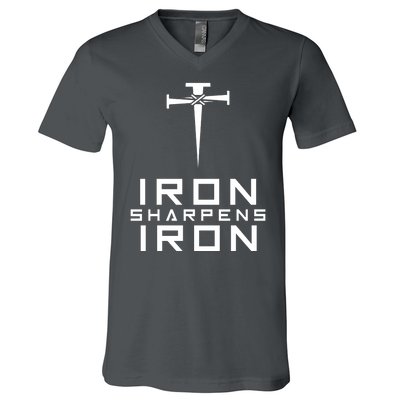 Iron Sharpens Iron Christian Faith V-Neck T-Shirt