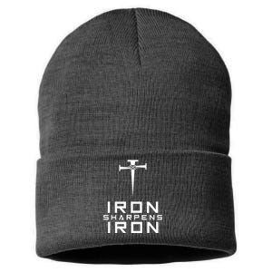 Iron Sharpens Iron Christian Faith Sustainable Knit Beanie