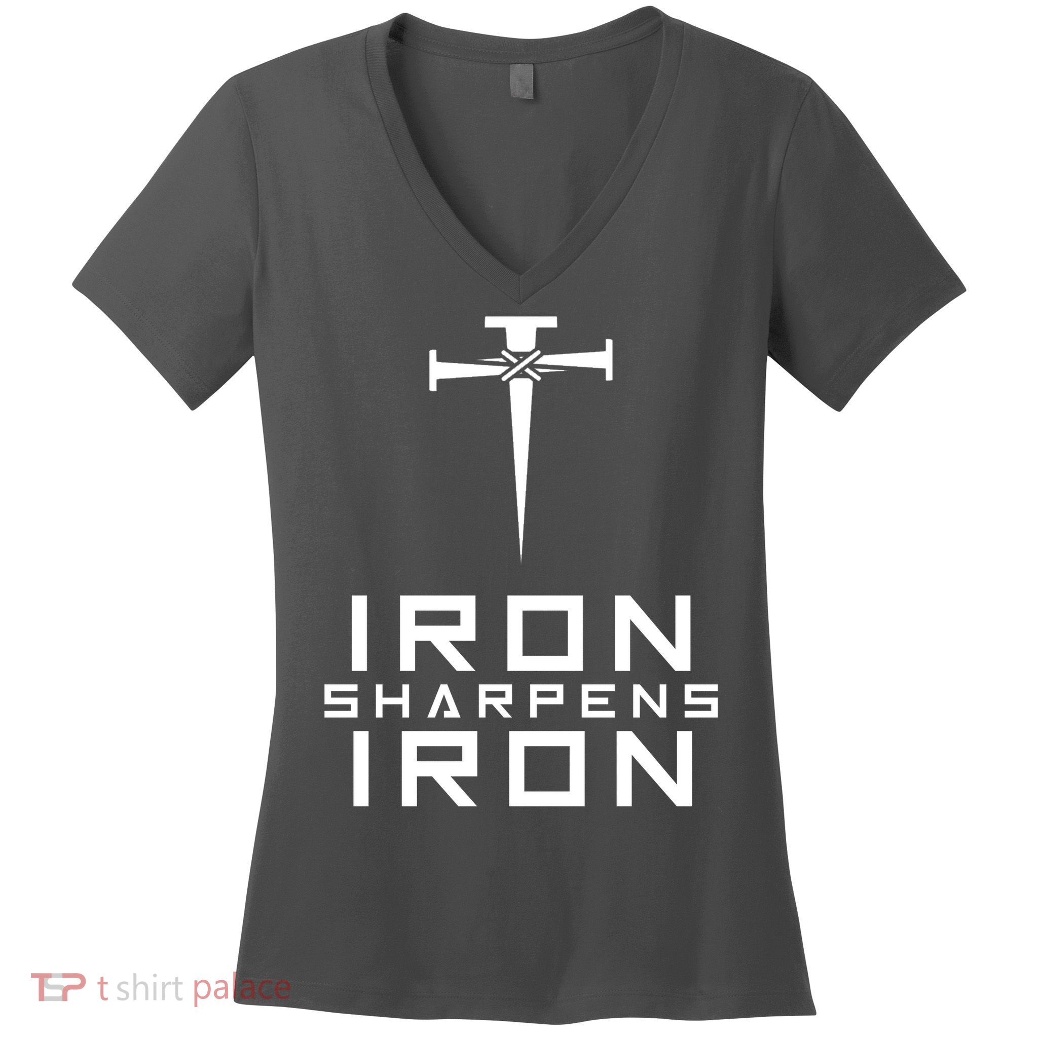 Iron Sharpens Iron Christian Faith Women's V-Neck T-Shirt