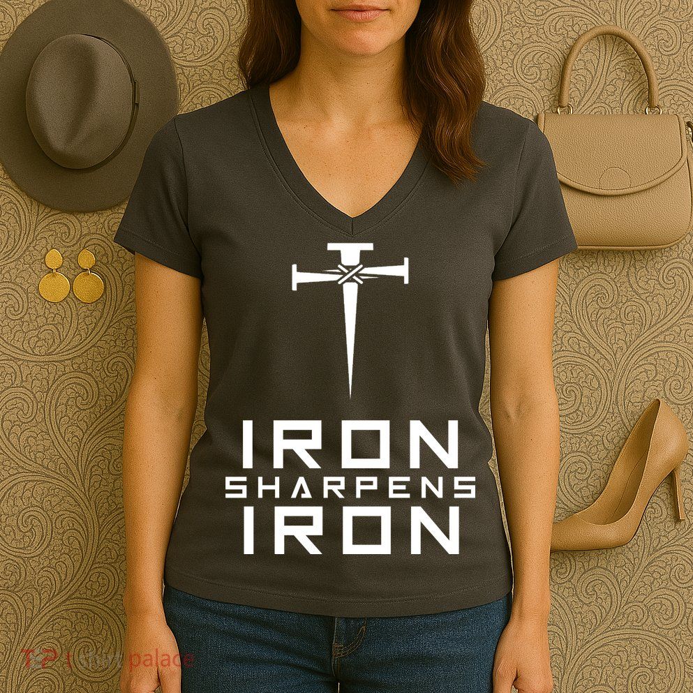 Iron Sharpens Iron Christian Faith Women's V-Neck T-Shirt